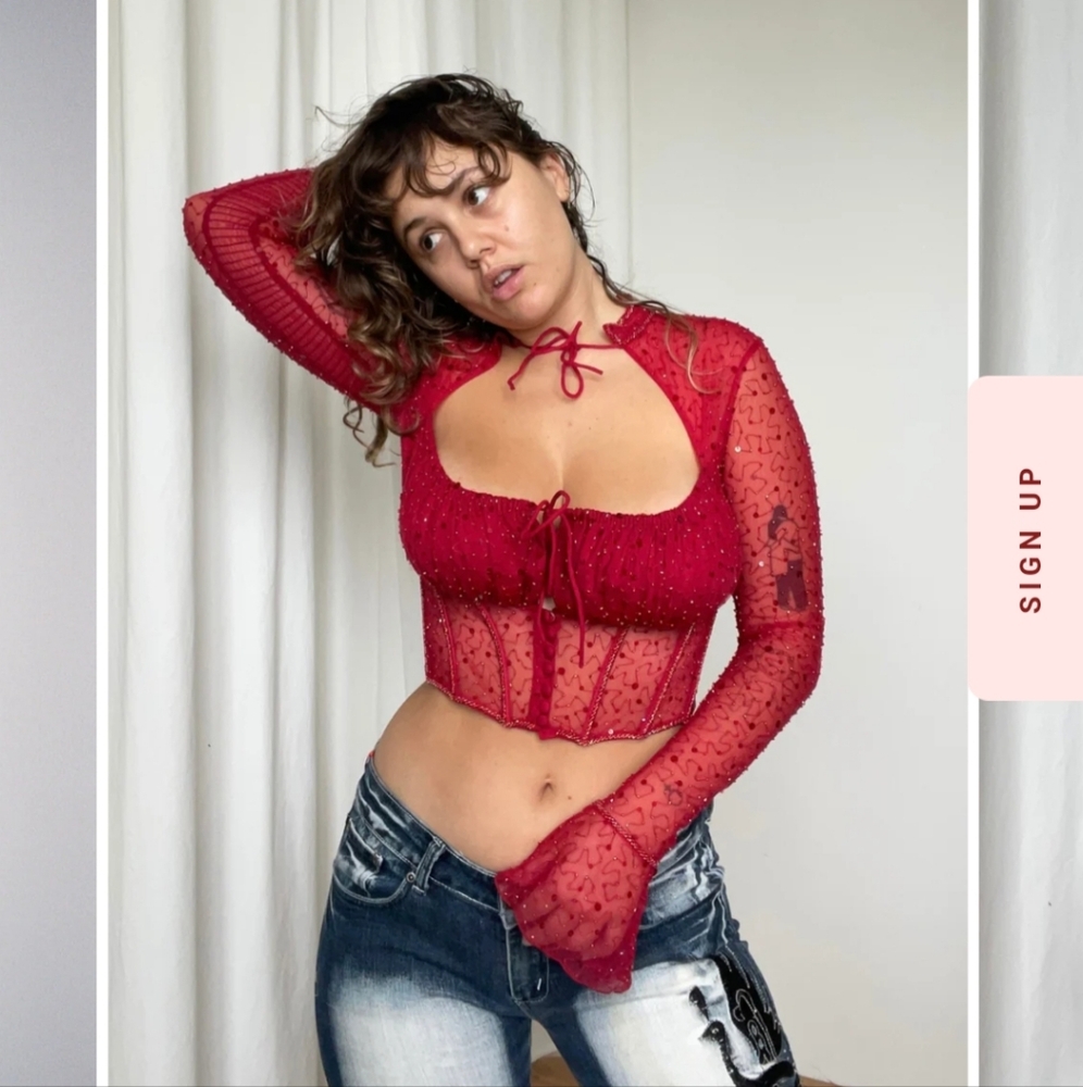 Dyspnea red vampress beaded top XL